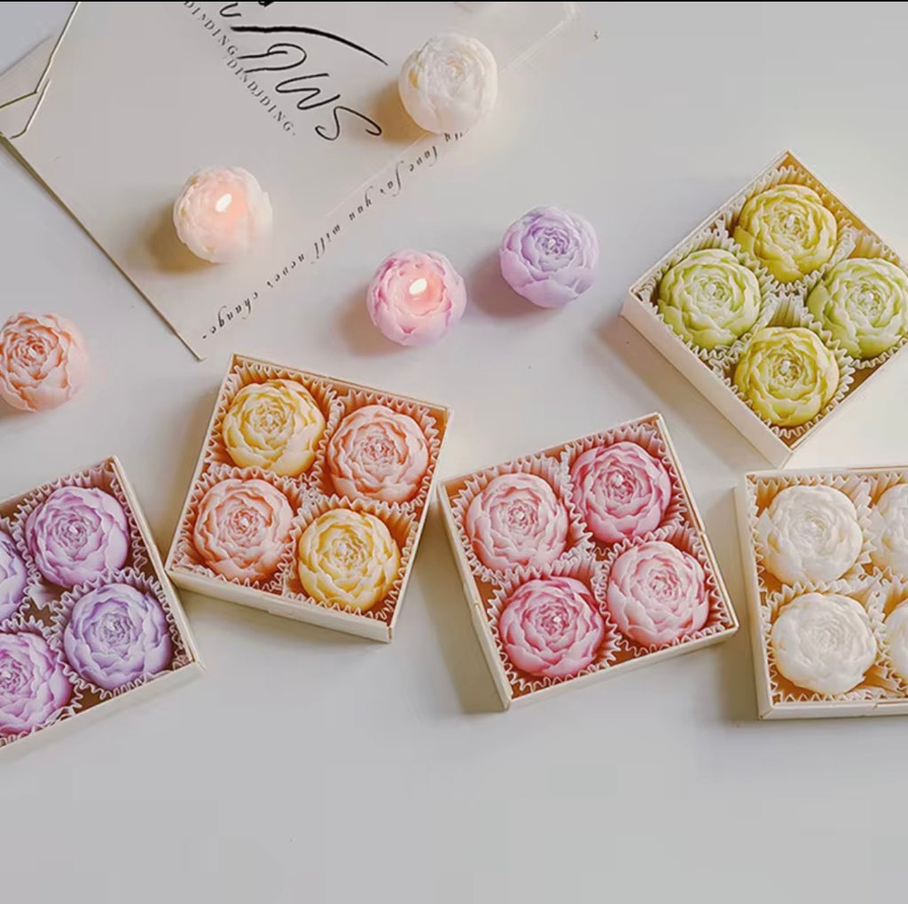 Paarse Rozenkaarsen – Set van 4 | Lavendelgeur | 20 uur brandtijd