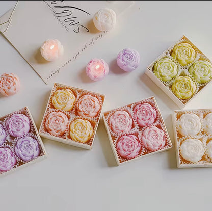 Roze Rozenkaarsen – Set van 4 | White Peach Oolong | 20 uur brandtijd