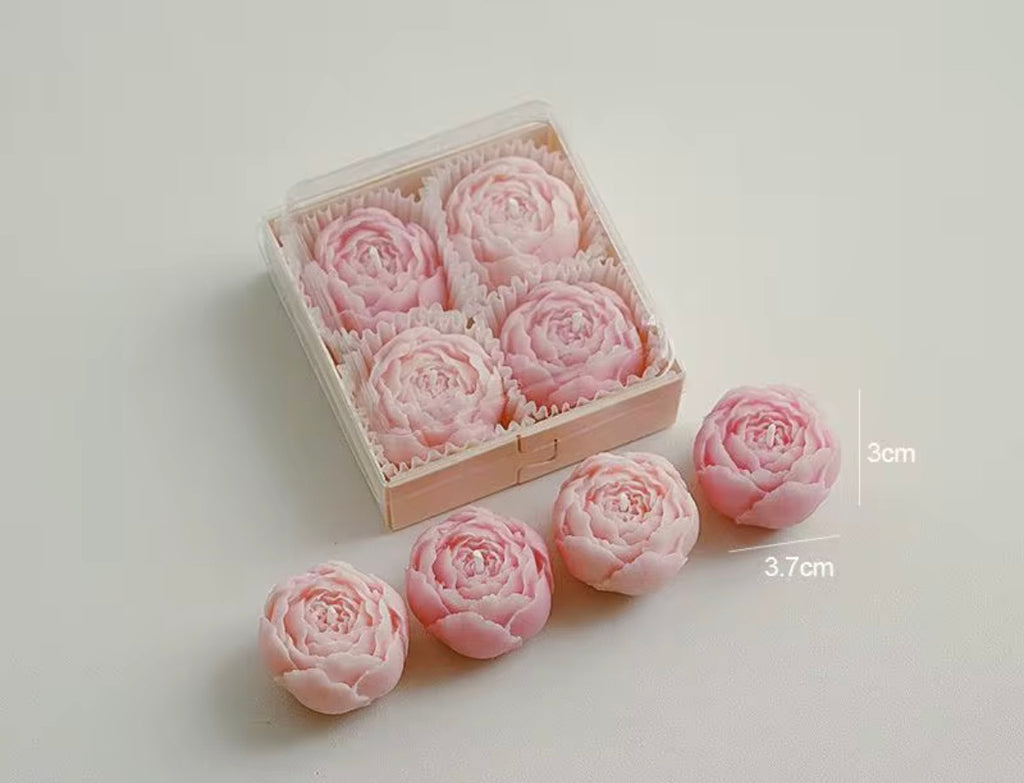 Roze Rozenkaarsen – Set van 4 | White Peach Oolong | 20 uur brandtijd