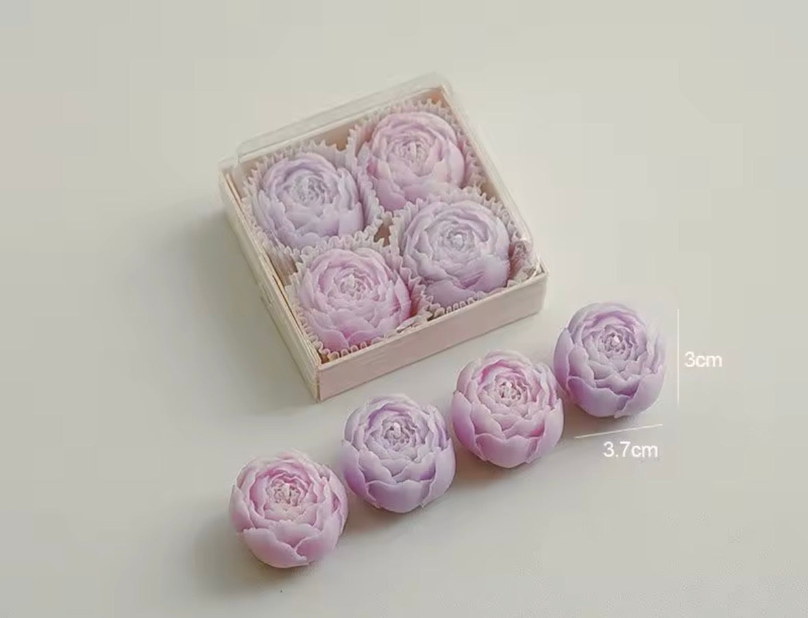 Paarse Rozenkaarsen | Set van 4 | Lavendelgeur | 20 uur brandtijd